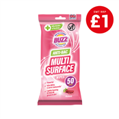 Picture of Buzz Anti-Bacterial Wipes Rhubarb 50s - 321593